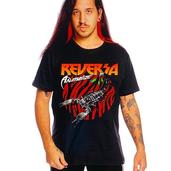 REVERSA Animalize Scorpion Black Graphic Grunge Goth Unisex T-Shirt Brazil L - Picture 2 of 13